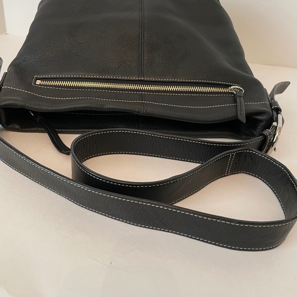 Coach Pebbled Leather Black Convertible Crossbody Shoulder Bag Hobo Duffle - Picture 9 of 16
